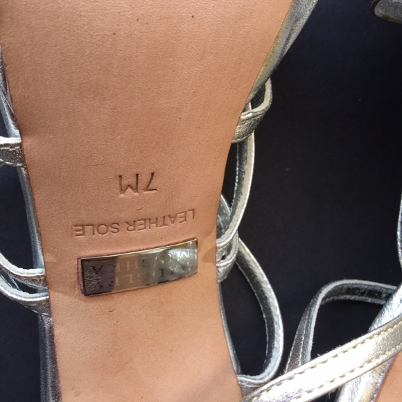 Badgley Mischka FIERCE Strappy Silver platform sandals heels SZ 7M Retail-$175 - Picture 8 of 12